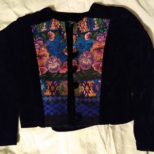 Hand loomed Guatemalan black velvet jacket, M/L